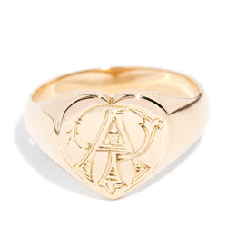 Zayan 1930s Heart Signet Ring 15ct Rose Gold