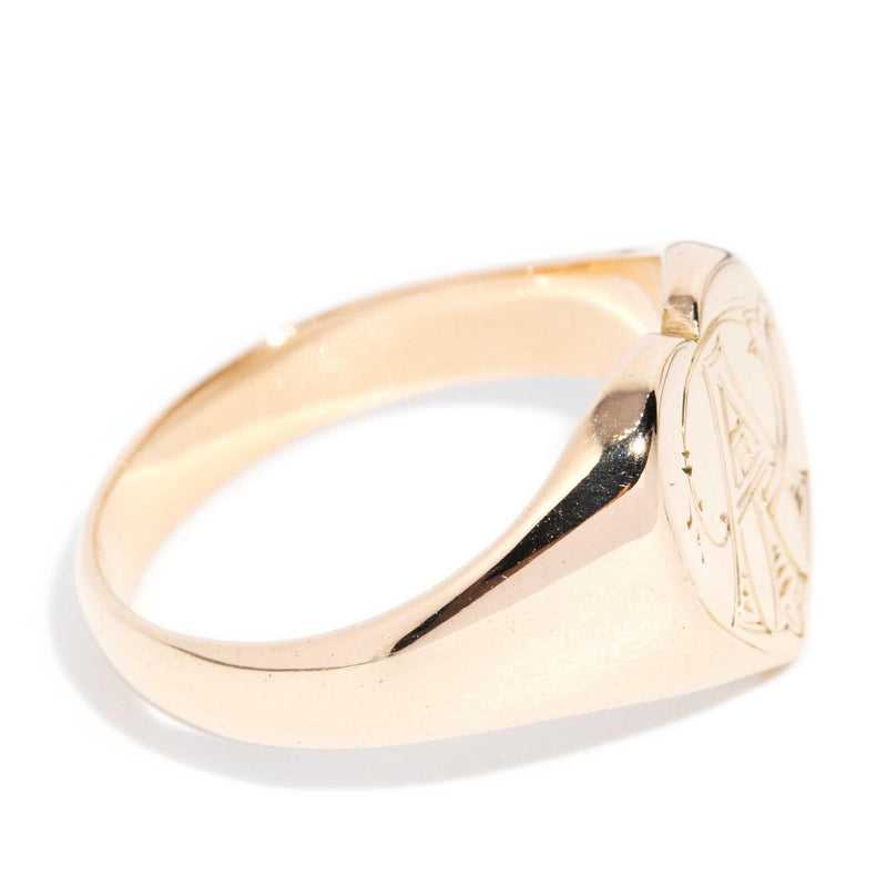 Zayan 1930s Heart Signet Ring 15ct Rose Gold