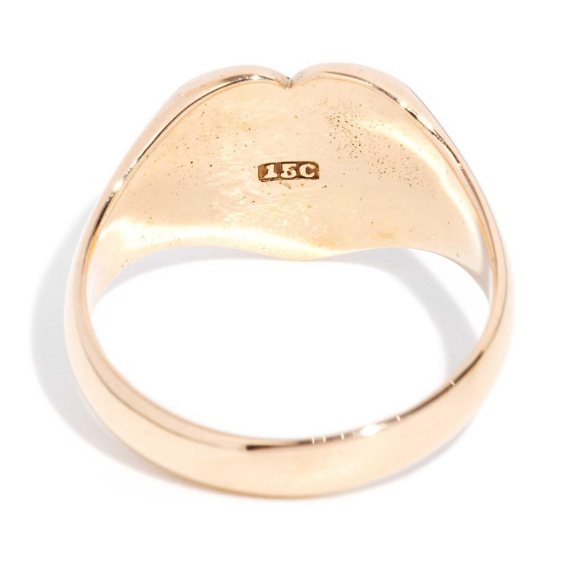 Zayan 1930s Heart Signet Ring 15ct Rose Gold