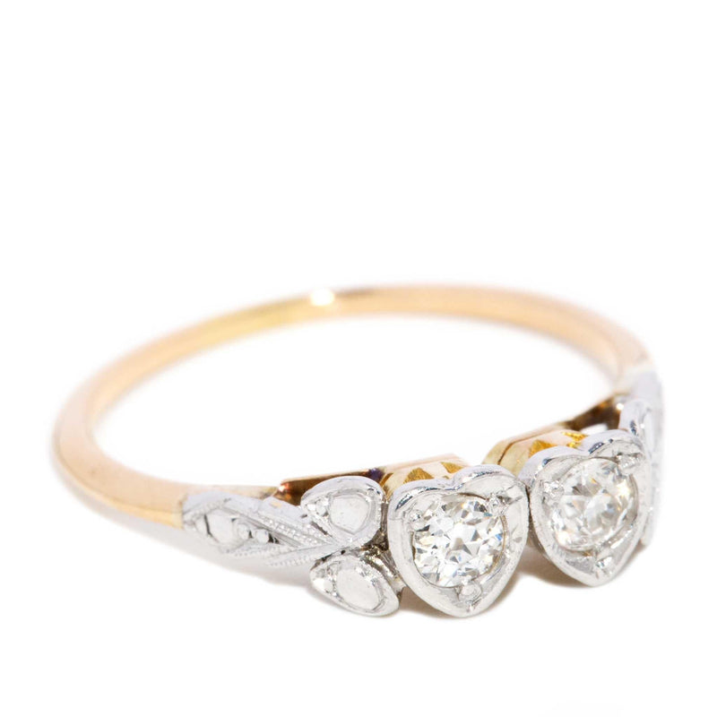 Zayan 1950s Twin Heart Diamond Ring 18ct Gold