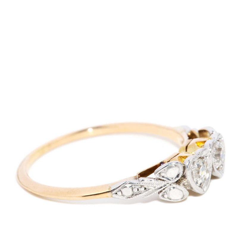 Zayan 1950s Twin Heart Diamond Ring 18ct Gold