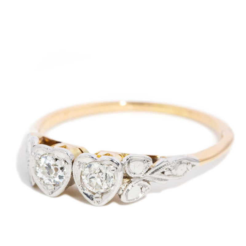 Zayan 1950s Twin Heart Diamond Ring 18ct Gold