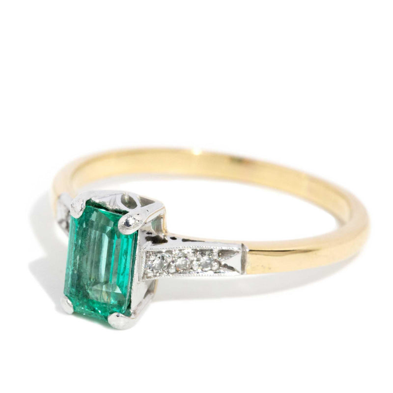 Zen 1960s Emerald & Diamond Ring 18ct