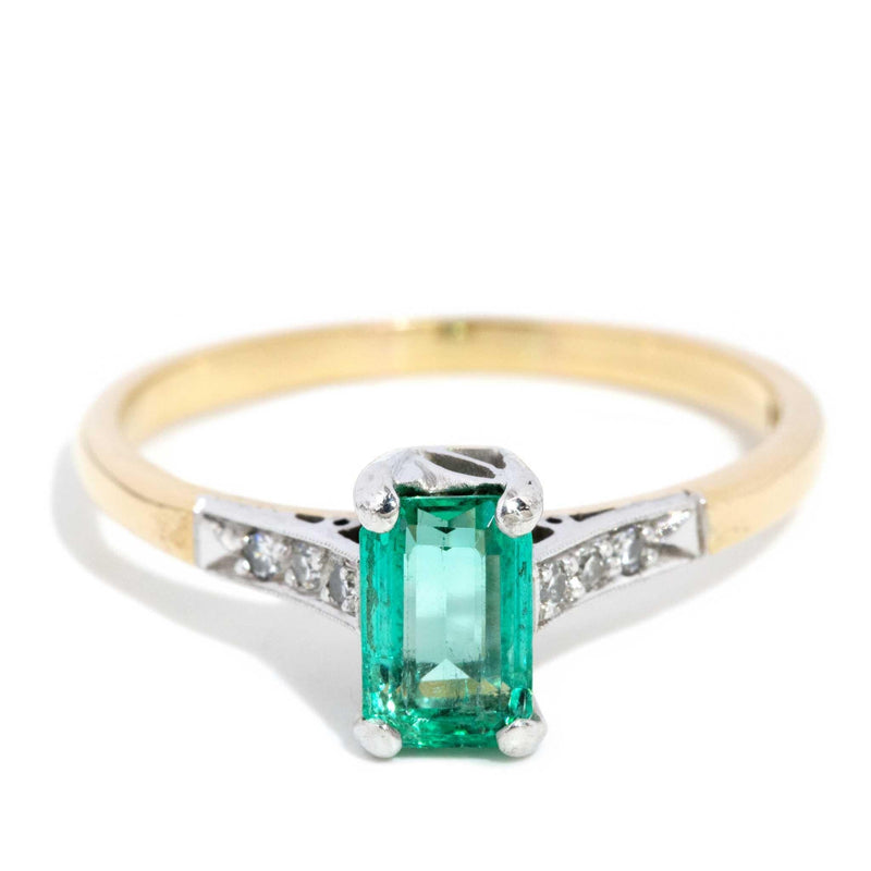 Zen 1960s Emerald & Diamond Ring 18ct