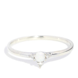 Zia Opal & Diamond Ring 10ct White Gold