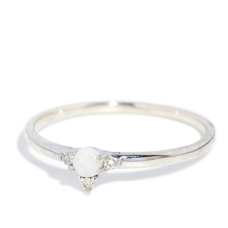 Zia Opal & Diamond Ring 10ct White Gold