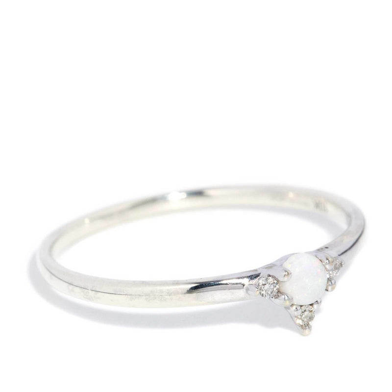 Zia Opal & Diamond Ring 10ct White Gold