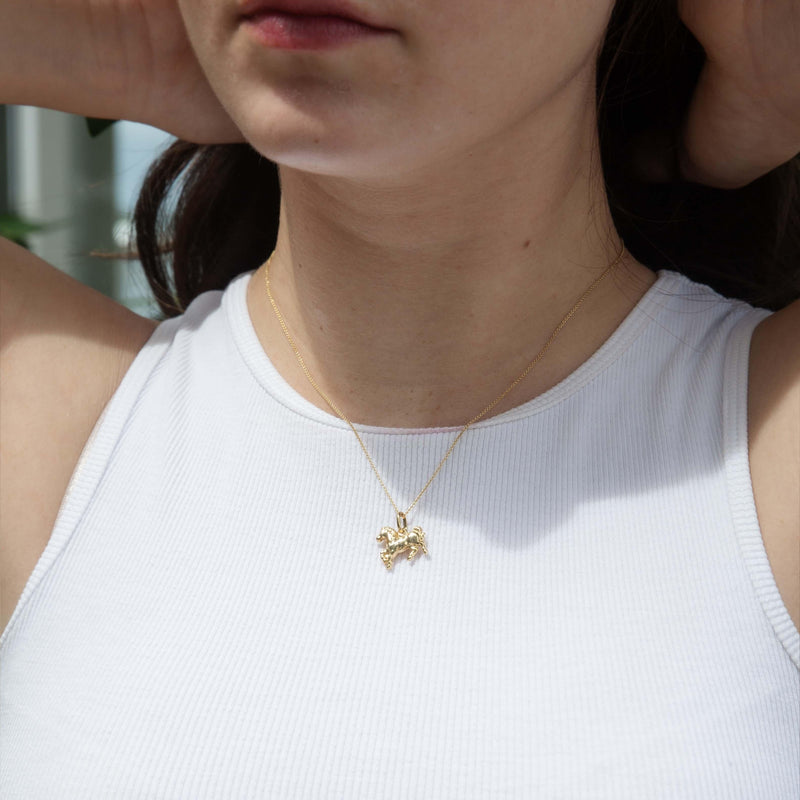 Vintage Circa 1990s Horse Pendant 9 Carat Yellow Gold