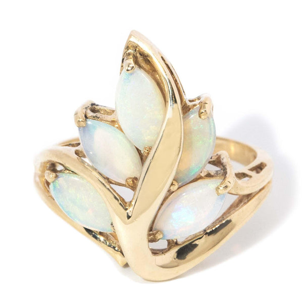 Vintage Circa 1980s Marquise Opal Ring 10 Carat Yellow Gold