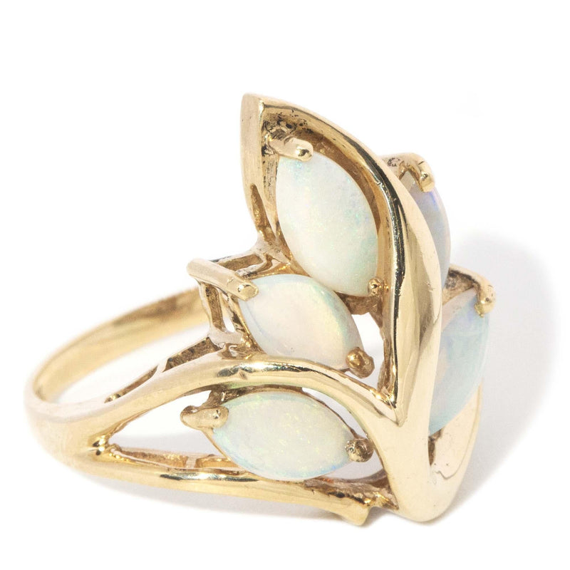 Vintage Circa 1980s Marquise Opal Ring 10 Carat Yellow Gold