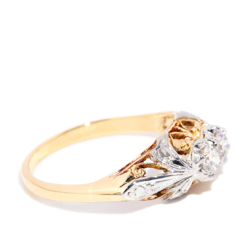 Zyella 1950s Twin Diamond Ring 18ct Gold Platinum