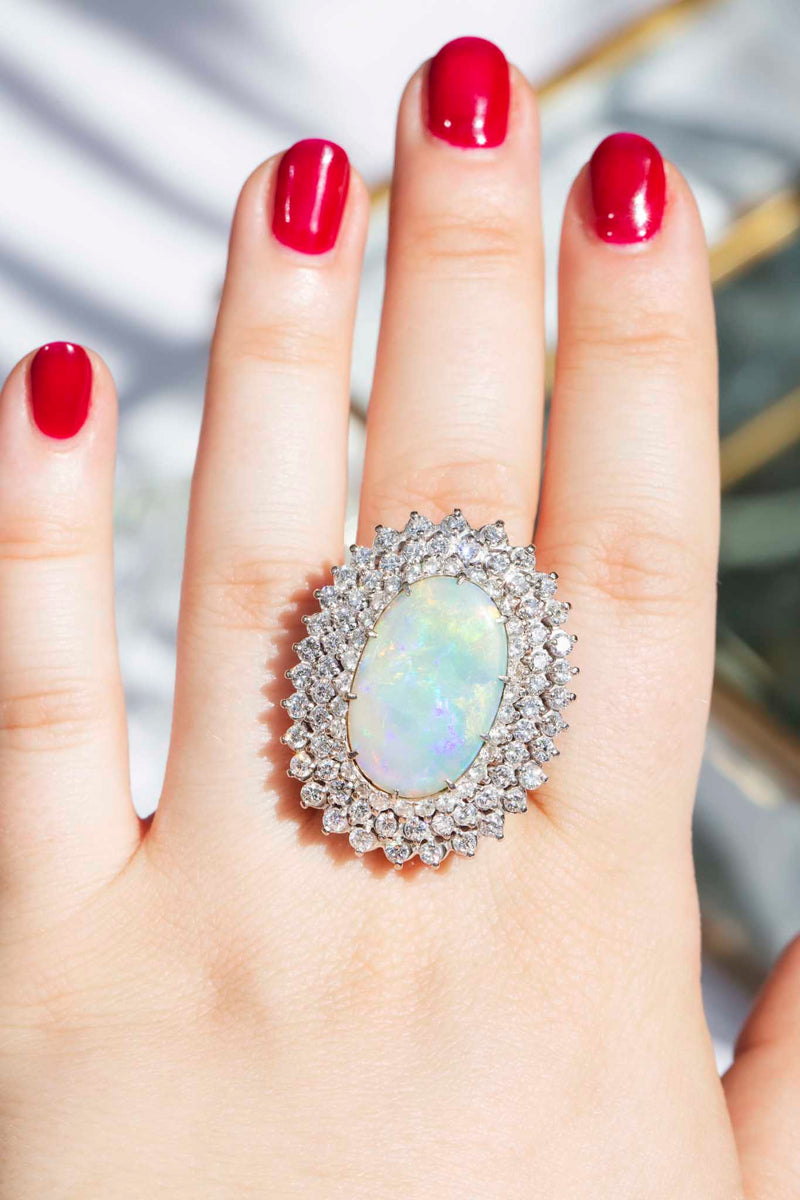 Antique Opal and Diamond Ring - Trademark Antiques