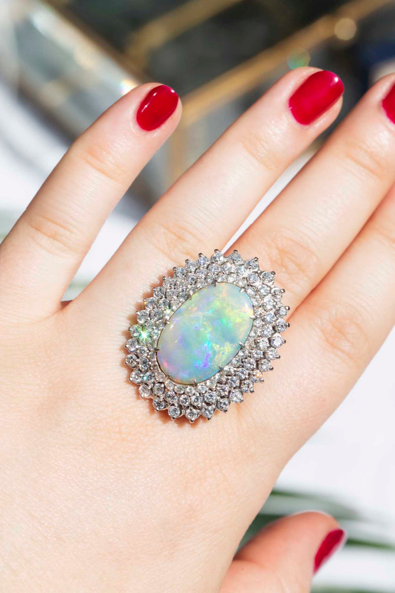 Vintage | Antique Gold Opal and Diamond Ring at Voiage Jewelry