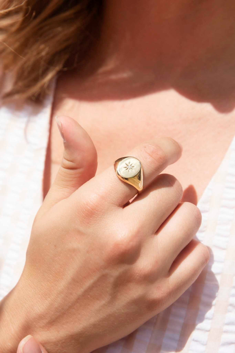 14k Gold & Diamond Signet Ring – Sabrina Design