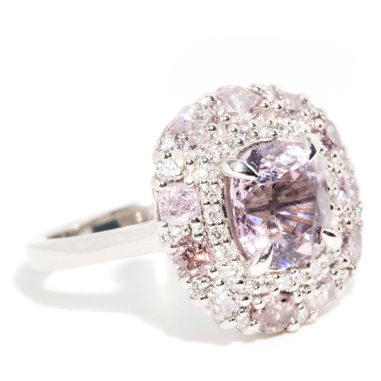 Astrid Pink & Purple Diamond & Cushion Cut Spinel Ring Rings Imperial Jewellery 