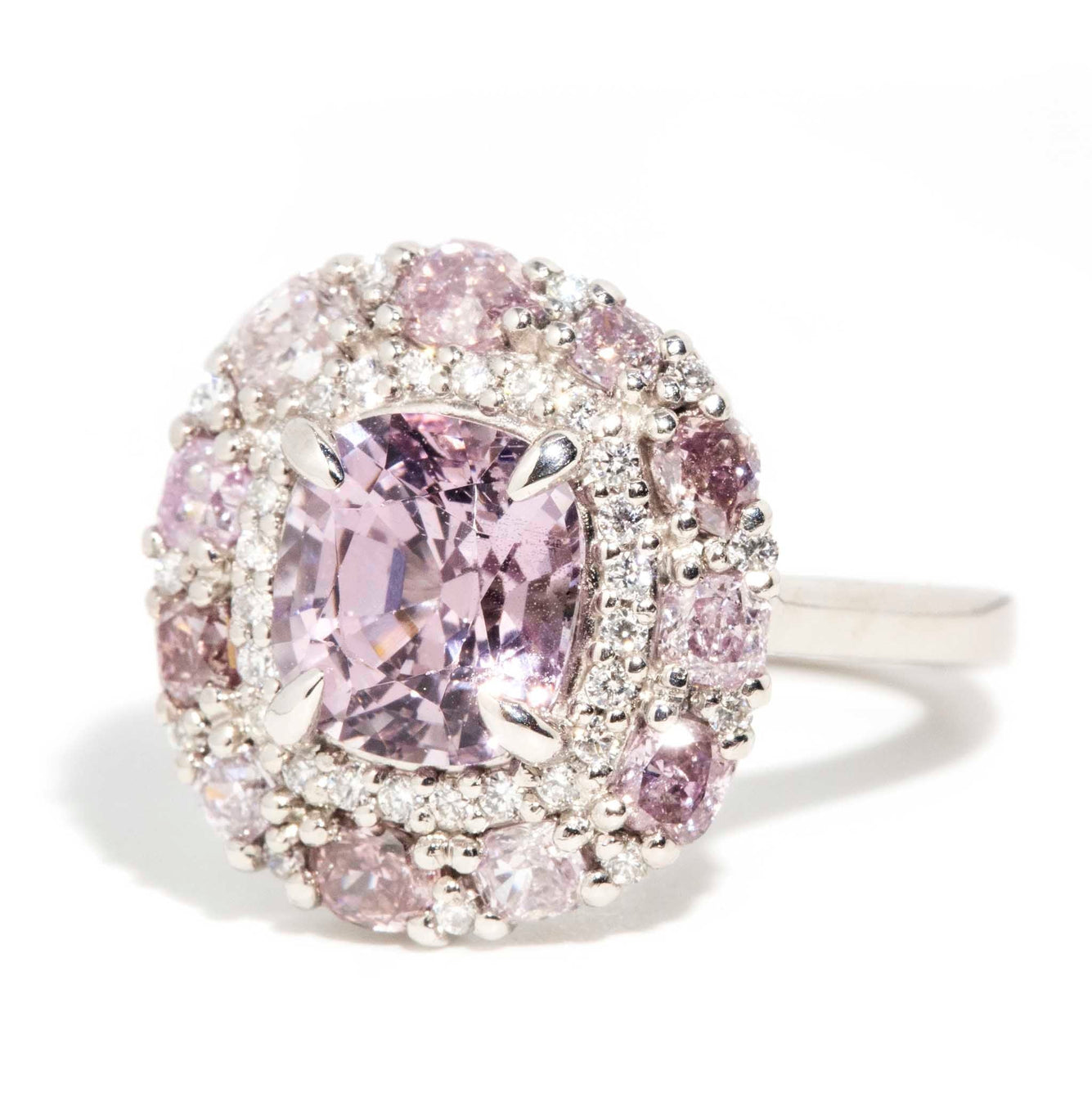 Astrid Pink & Purple Diamond & Cushion Cut Spinel Ring Rings Imperial Jewellery 