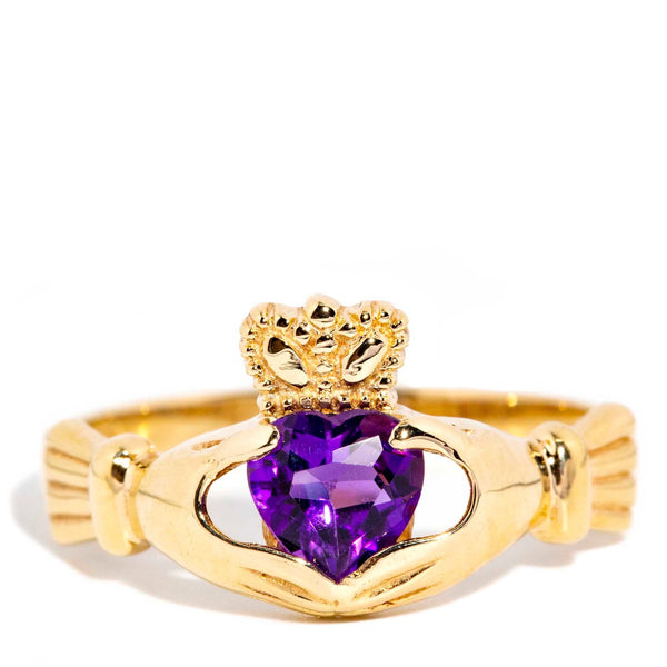 Bronte 1990s Amethyst Claddagh Ring 9ct Gold* DRAFT Rings Imperial Jewellery Imperial Jewellery - Hamilton 