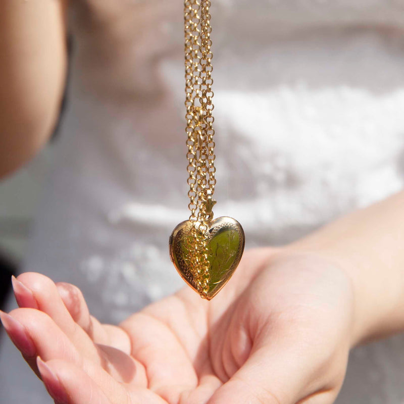 Vintage Circa 1950s Heart Locket with Belcher Chain 9 Carat Gold