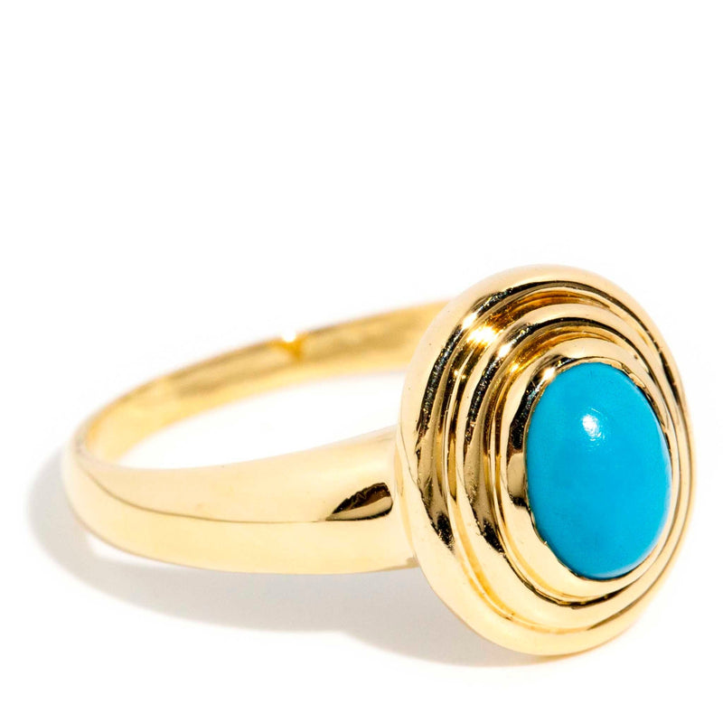 Celine 1980s Triple Rubover Turquoise Ring 18ct Gold Rings Imperial Jewellery 