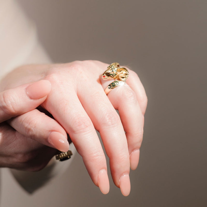 gold ring with black enamel - Inez Stodel