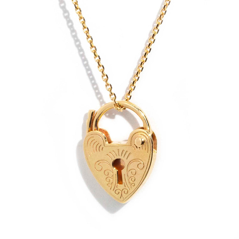 Emma Heart Lock Necklace in Gold