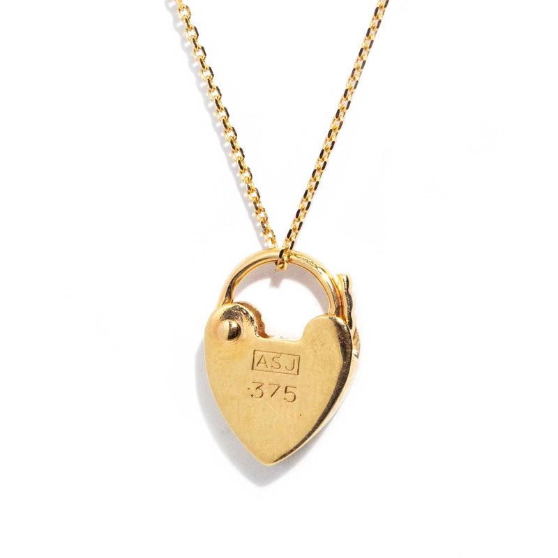 Magnificent 9K Yellow Gold Australian Padlock Necklace, Engraved