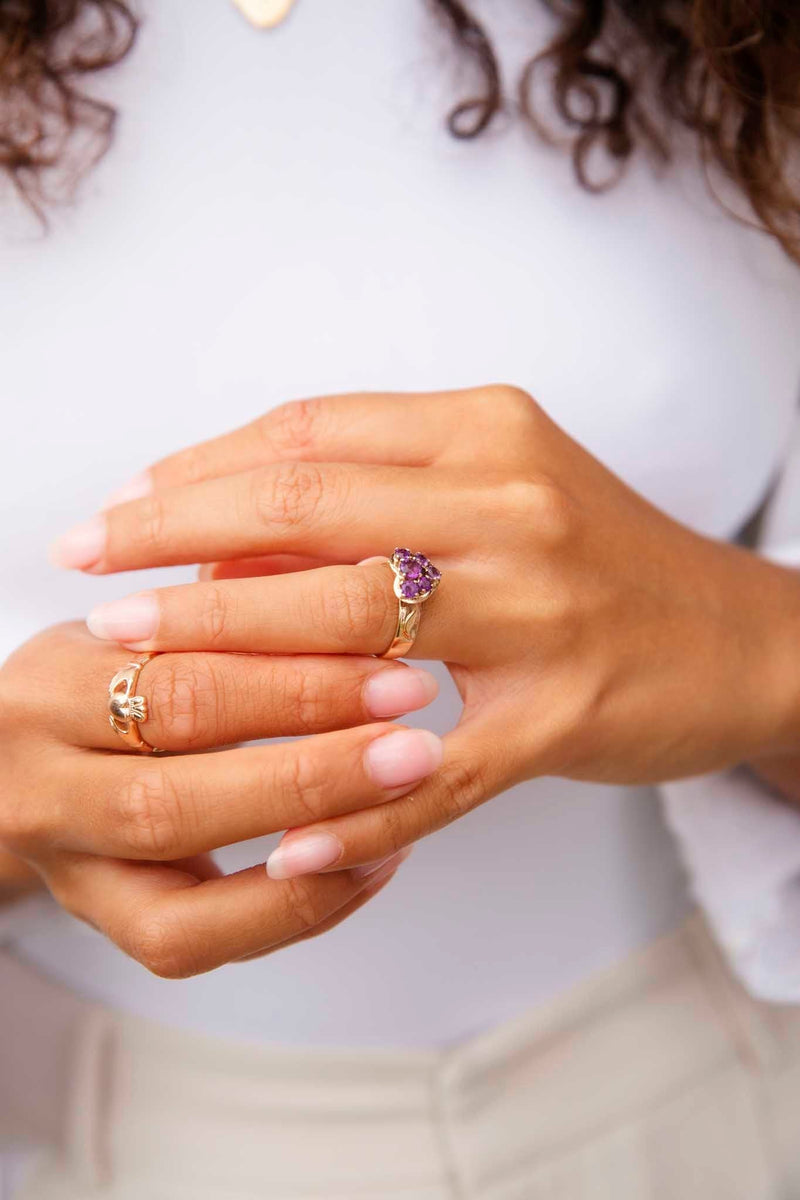 Heart shaped online amethyst ring