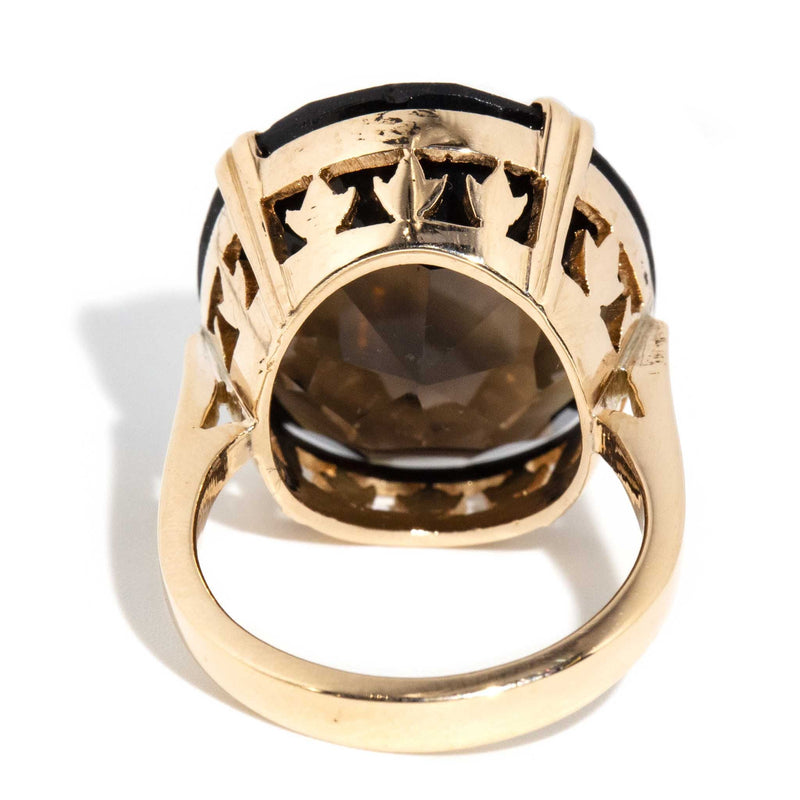 Gladys 1960s Smoky Quartz Cocktail Ring 14ct Gold Rings Imperial Jewellery 