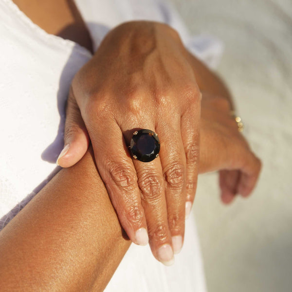 Gladys 1960s Smoky Quartz Cocktail Ring 14ct Gold Rings Imperial Jewellery 