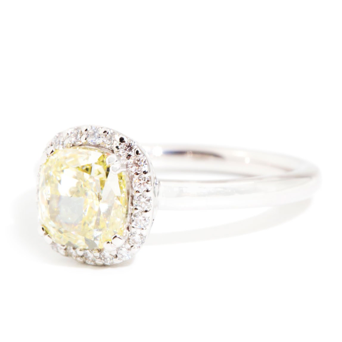 Ivy Certified 2.00ct Fancy Yellow Diamond Halo Ring*OB Gemmo Rings Imperial Jewellery 