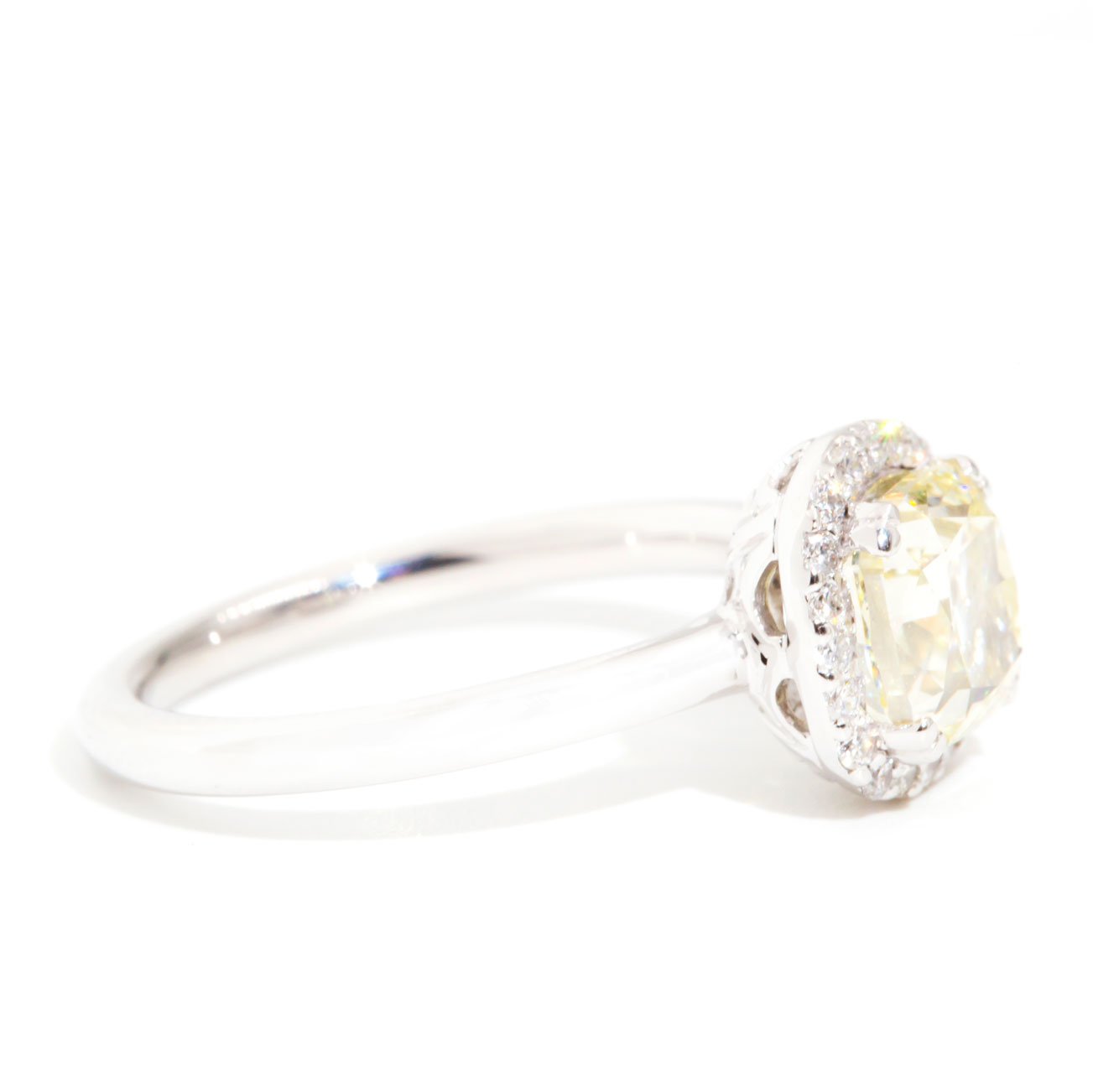 Ivy Certified 2.00ct Fancy Yellow Diamond Halo Ring*OB Gemmo Rings Imperial Jewellery 