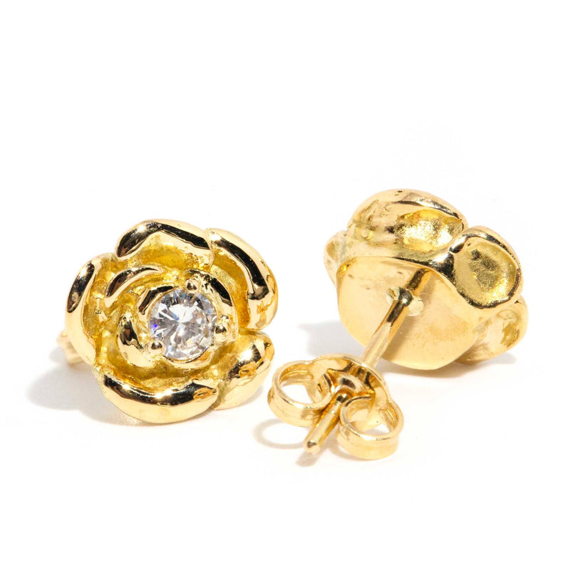 18ct gold rose stud earrings - solid gold stud earrings