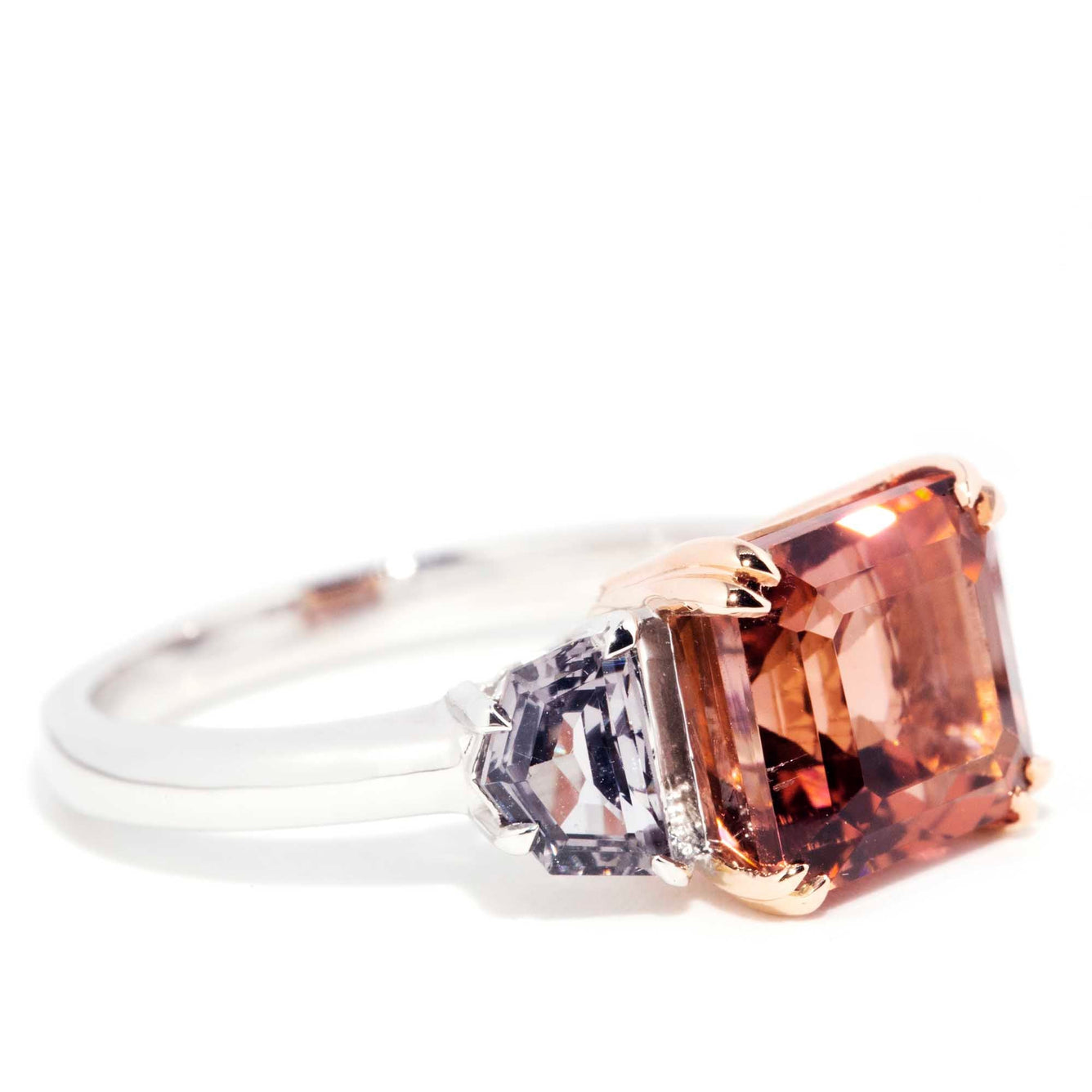 Jimena 18ct Gold Bright Peach Tourmaline & Cadillac Cut Spinel Ring* OB Rings Imperial Jewellery 