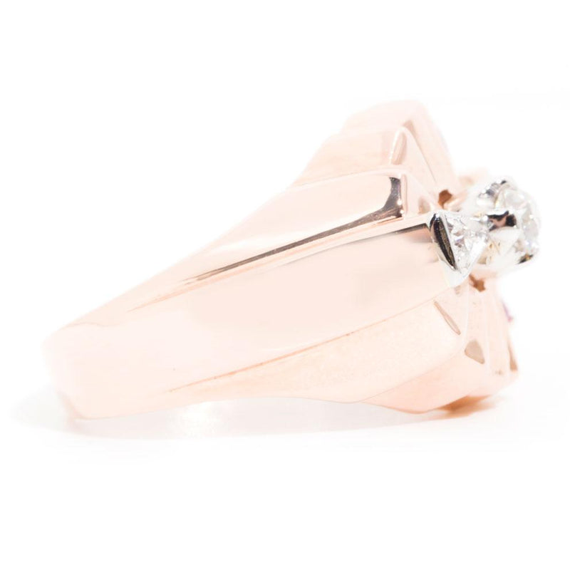 14K Rose Gold Vintage Emerald Cut Halo Engagement Ring