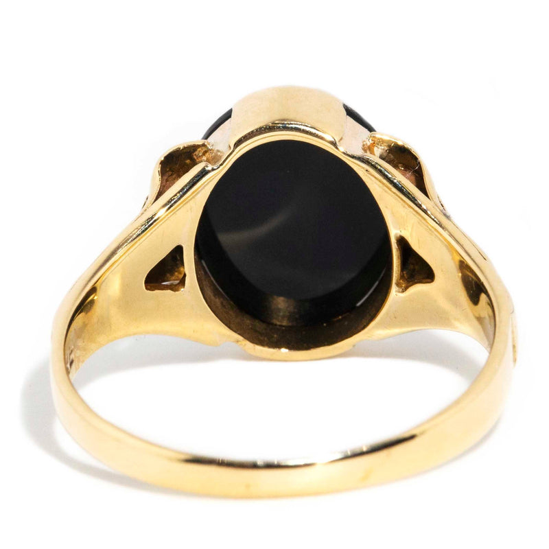 Lottie 1970s Oval Onyx Signet Ring 9ct Gold Rings Imperial Jewellery 