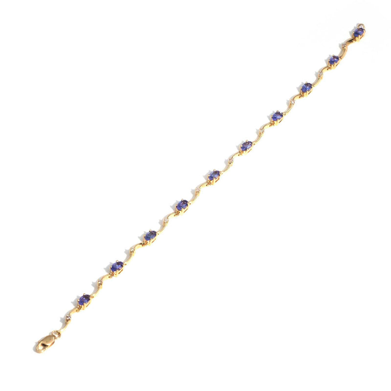 Vintage Circa 1980s 9 Carat Gold Tanzanite and Diamond Link